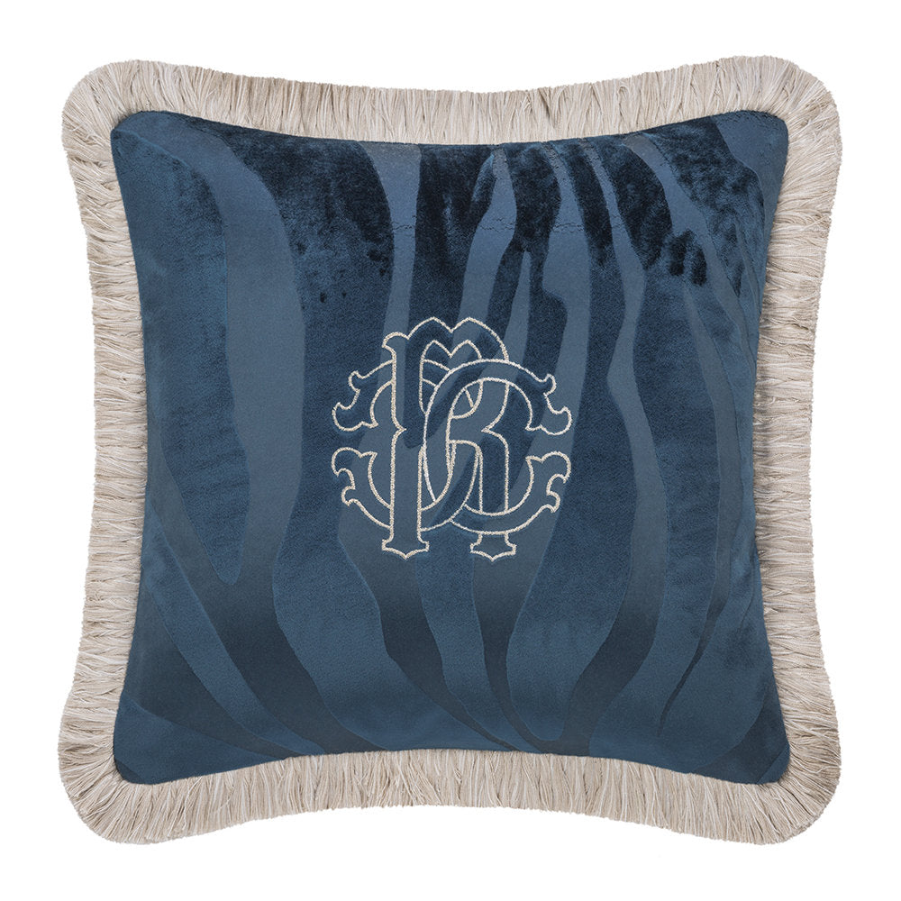 Pillow Macro Zebrage Monogram Velvet Roberto Cavalli (silk)