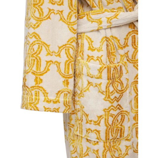 Bathrobe with shawl collar Logo Gold Roberto Cavalli